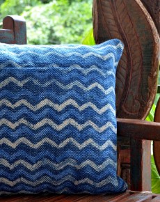 Twisted Lines Indigo Block Printed Cushion