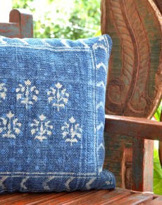 Club Indigo Block Printed Cushion