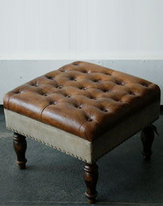 Canvas Leather Ottoman