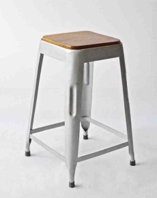 Iron Sheet & Wood Bar Stool Silver